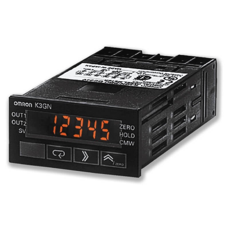 Digital panel meter, DIN 48x24 mm, DC voltage/current + PNP input, 2x relay outputs, RS-485 port, in